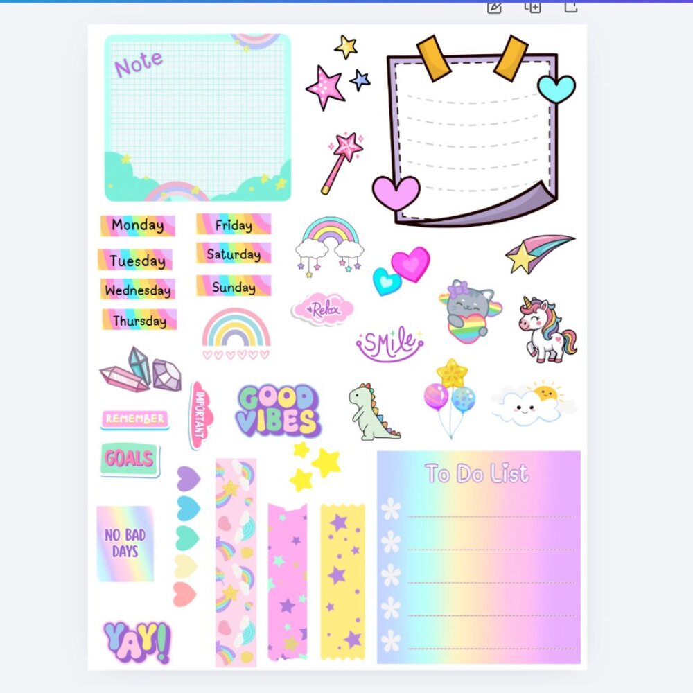 Handmade Rainbow Themed Planner Stickers, journal, Calendar, organize, unicorn